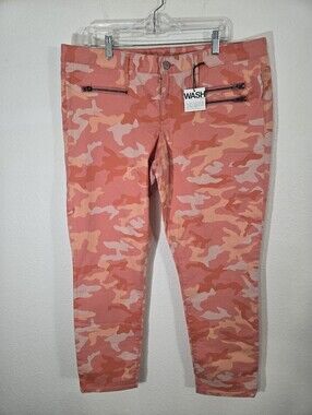 *NWT* Gap Camo Coral Peachy-Pink Always Skinny Jeans Front Zip Pockets, size 34